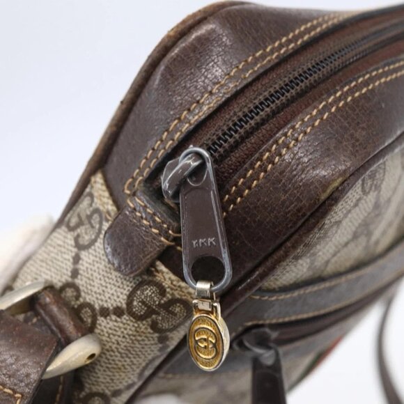 GUCCI GG Supreme Web Sherry Line Shoulder Bag PVC Beige Gold 010 378 Auth 150379 - Picture 11 of 16